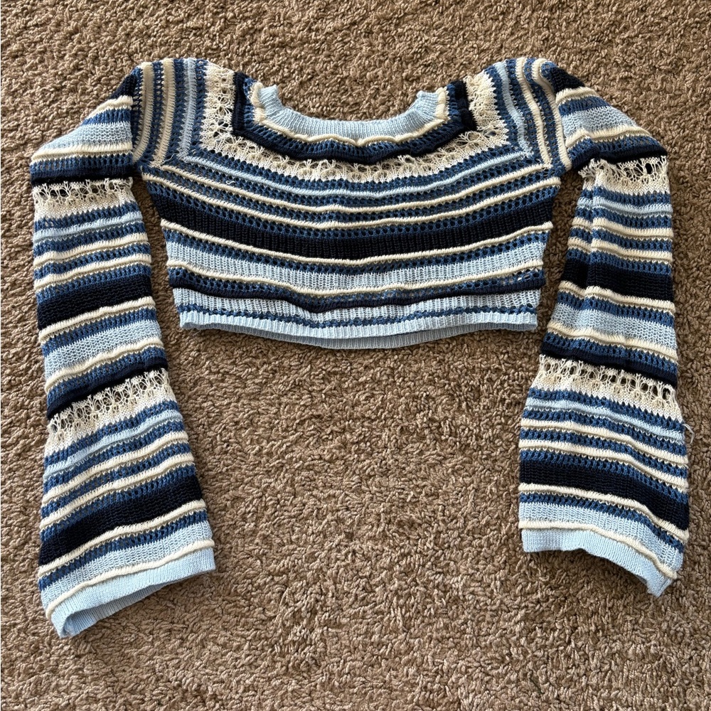 Striped Cropped Knit Sweater
